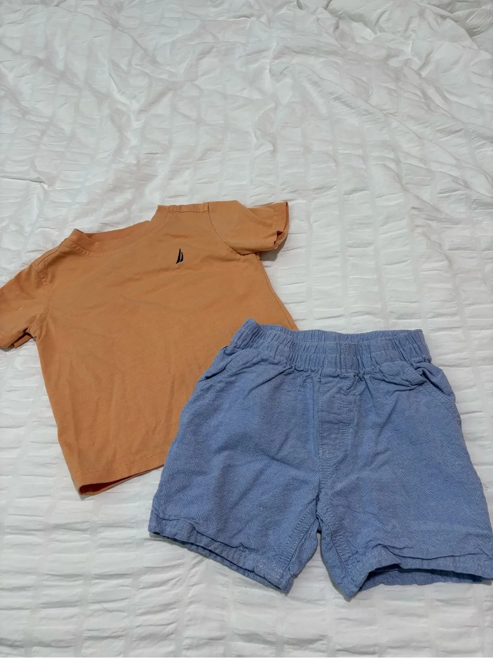 Nautica Boys' Orange Short-Sleeve Tee & Blue Elastic Waist Shorts Set